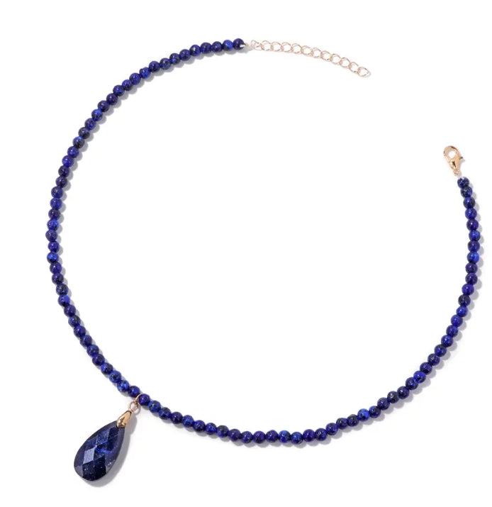 Colier cu margele si pandantiv din lapis lazuli