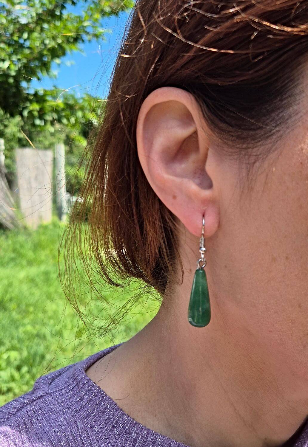 Cercei pietre aventurin verde Green Whisper