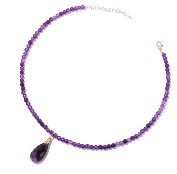 colier ametist 4 mm cu pandantiv