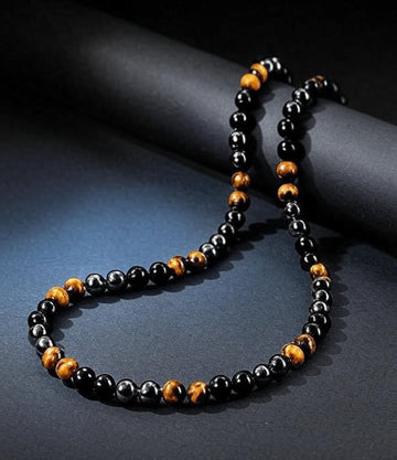 Colier Barbati Tripla Protectie: Hematit, Ochi de Tigru, Onix (8mm)