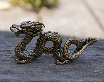 Statueta Dragon Chinezesc din alamă - putere, curaj si bunastare