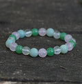 bratara zodia fecioara cu cristale de 8mm de Amazonit, Cuarț Transparent, Aventurin Verde și Cuarț Roz