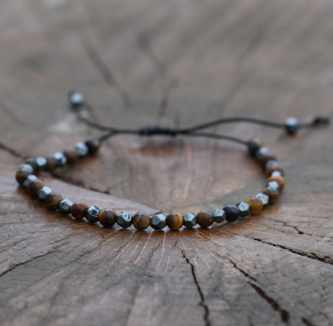 bratara din hematit si ochi de tigru (critale fatetate de 4mm)