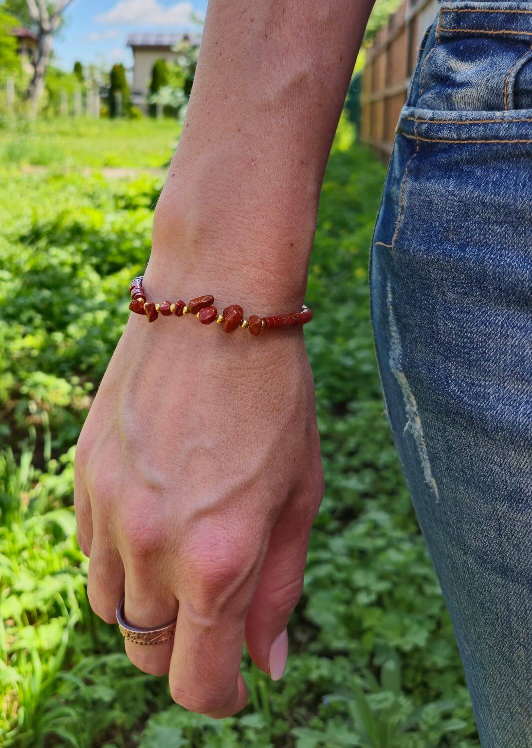 Bratara Jasp Rosu  snur reglabil Style