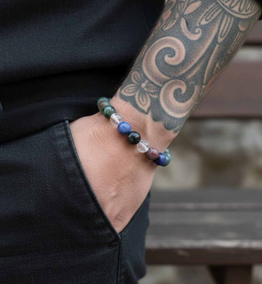 bratara zodia pesti cu cristale de Heliotrop (Piatra Sângelui)