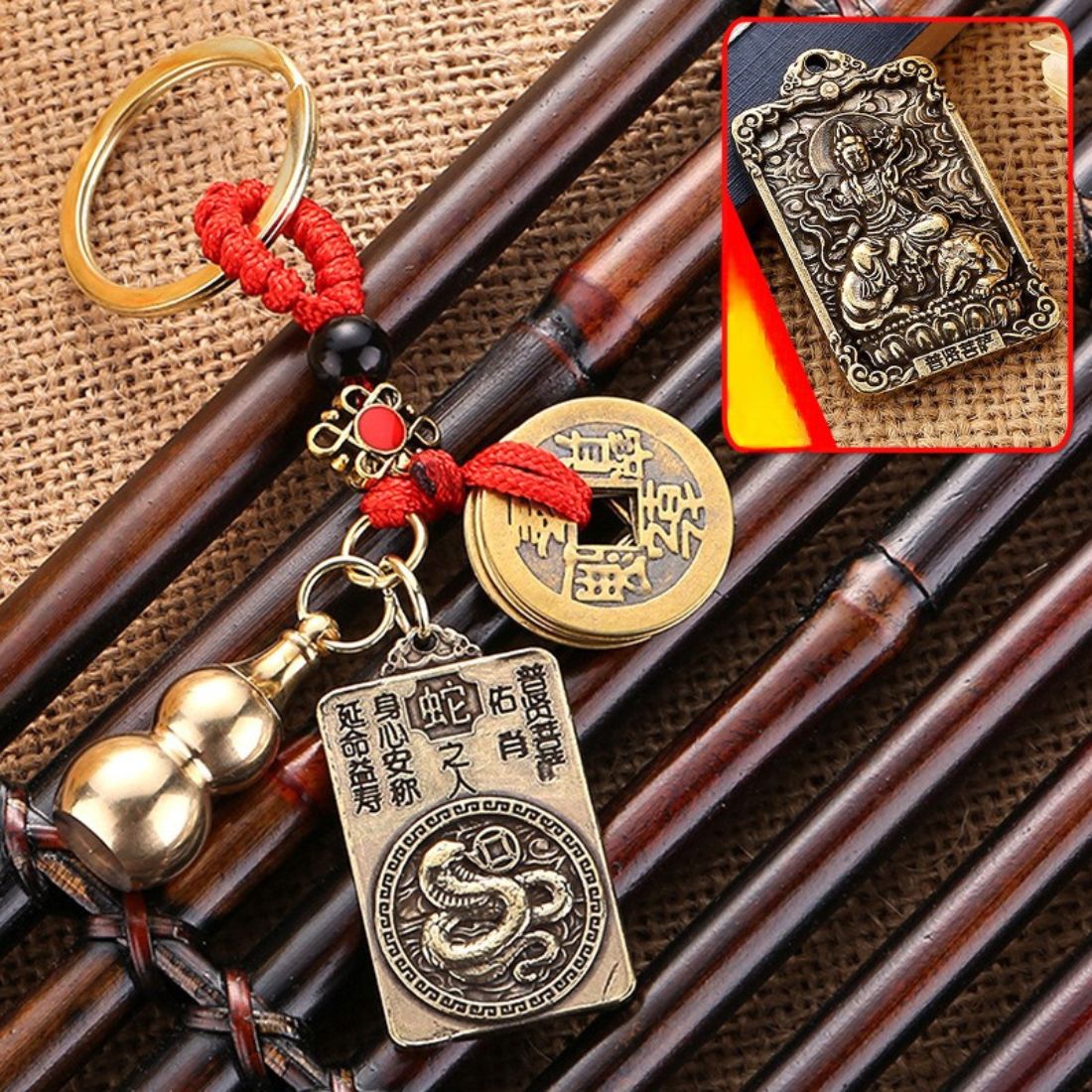 Amuleta Zodia Sarpe 2026, cu Wu Lou si Monede Chinezesti
