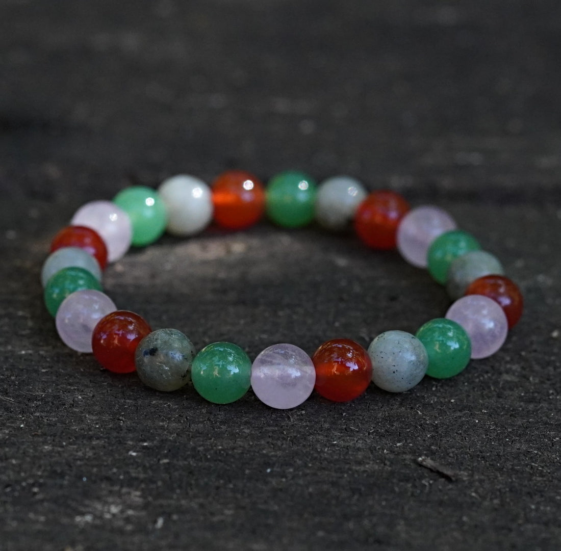 bratara zoda Taur  - Carneol, Labradorit, Aventurin Verde, Cuart Roz