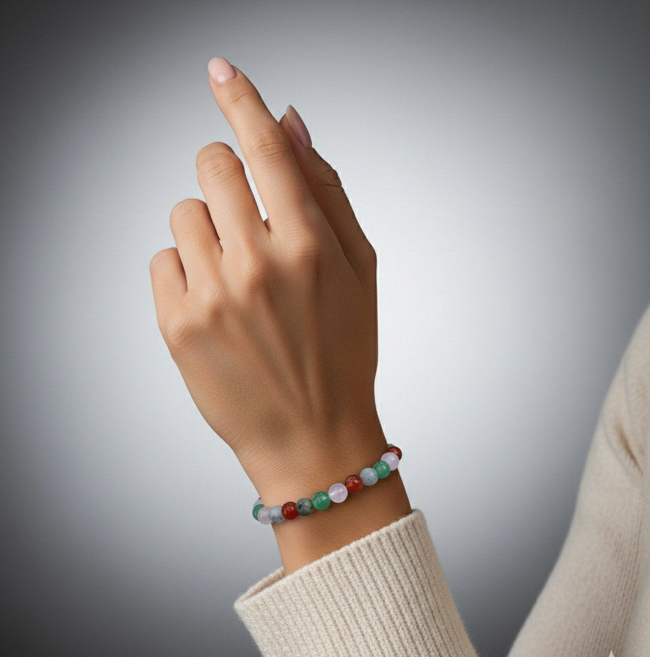 bratara zoda Taur  - Carneol, Labradorit, Aventurin Verde, Cuart Roz