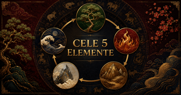 Cele cinci elemente din zodiacul chinezesc: Lemn, Foc, Pământ, Metal și Apă