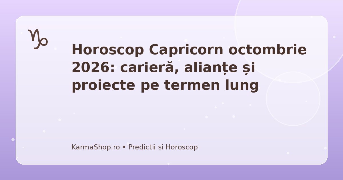 Horoscop Capricorn octombrie 2026: carieră, alianțe și proiecte pe ter