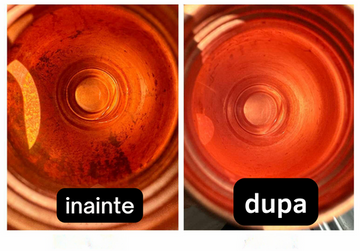 Sticle din cupru înainte și după curățarea petelor de oxidare