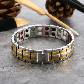 Brățară Magnetică "Royal Zen" Silver & Gold – Echilibru, Forță și Rafinament