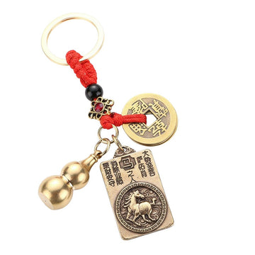 Amuleta Zodia Cal 2026 cu Wu Lou si Monede Chinezesti