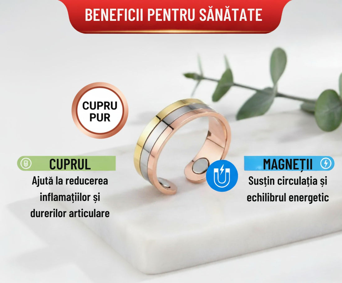 Inel din cupru "Trinity" , cu 2 magneti