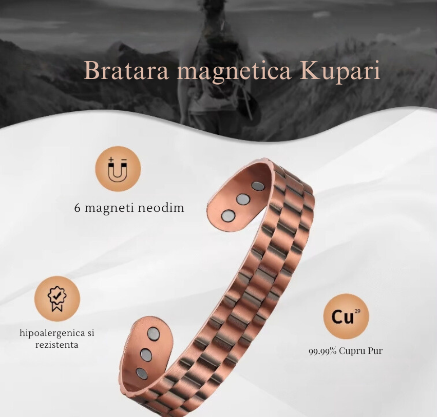 brata din cu cupru cu 6 magneti pentru barbati