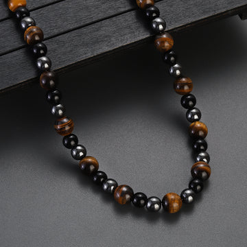 Colier Barbati Tripla Protectie: Hematit, Ochi de Tigru, Onix