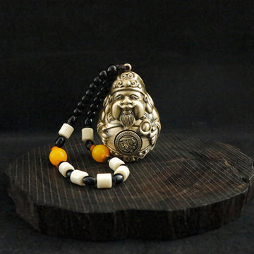 Amuletă "Zeul Bogăției" (Caishen) 2026 - Alamă Masivă pentru Prosperitate și Noroc