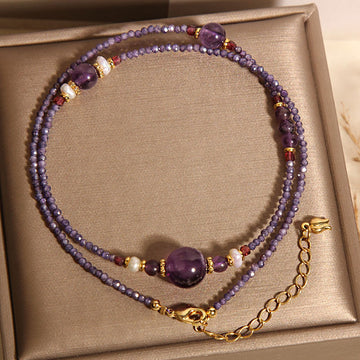 Colier Damă din Ametist Fațetat "Shanti"