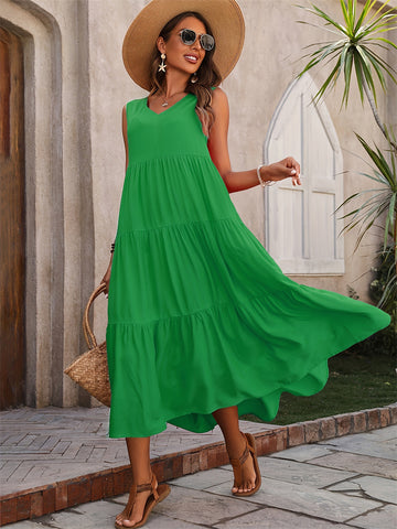 Rochie casual dama "Olivia", stil Boho, 100% Vascoza, Verde Smarald