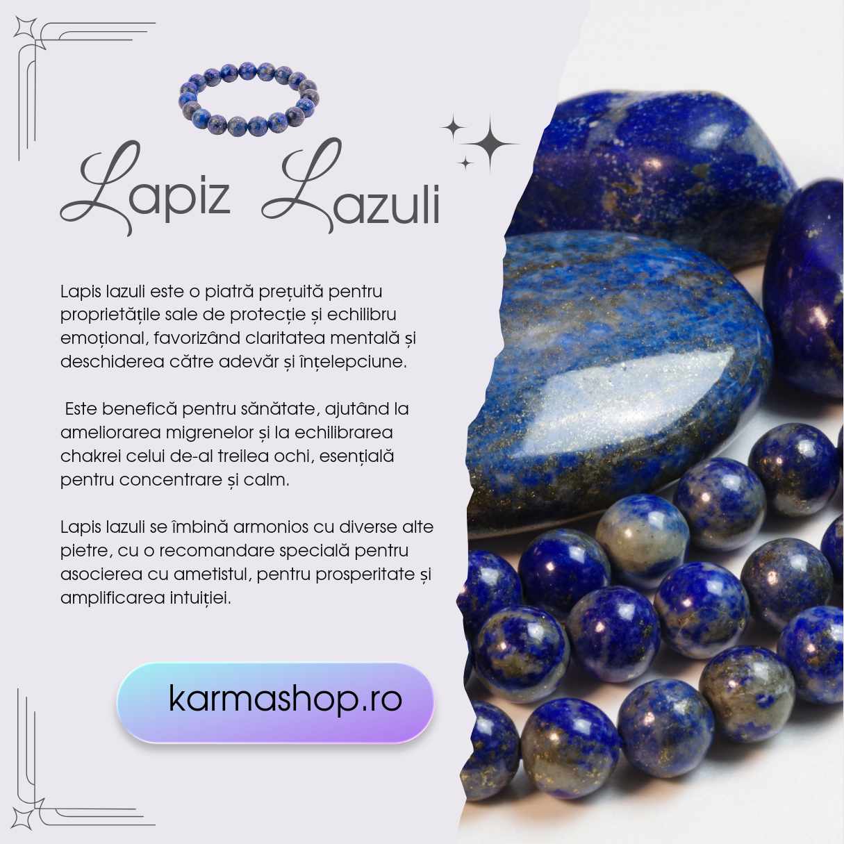 lapis lazuli - brosura cu informatii interesante despre acesta piatra semipretioasa