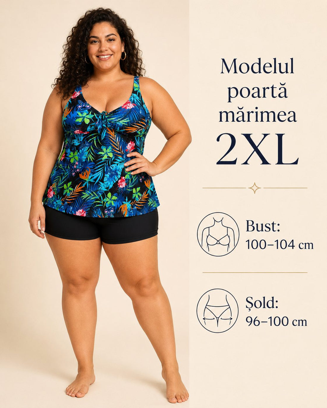Costum de Baie „Caraibe”, Tankini cu Pantaloni Scurți