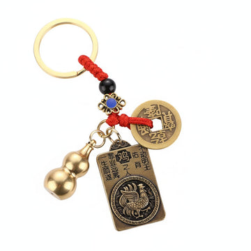 Amuleta Zodia Cocos 2026 cu Wu Lou si Monede Chinezesti