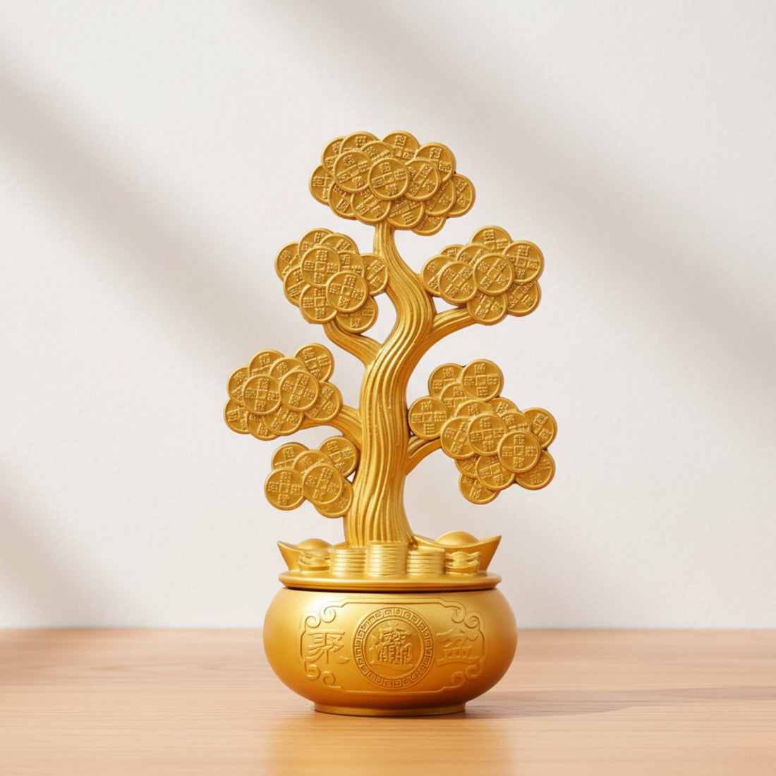 copacul banilor feng shui din alama aurie