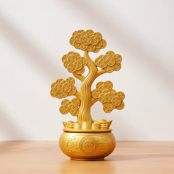 copacul banilor feng shui din alama aurie