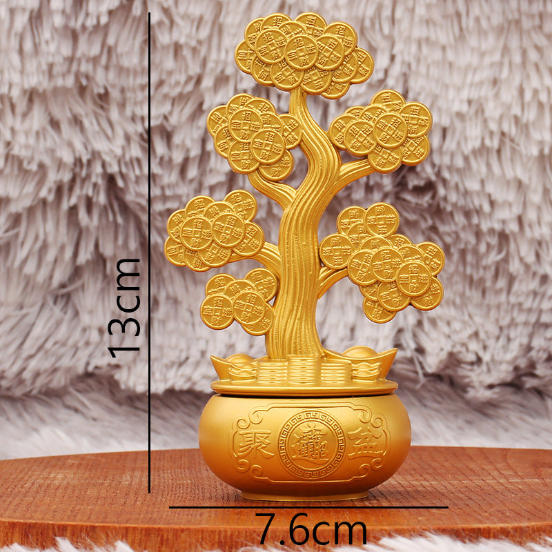 copacul banilor feng shui din alama aurie