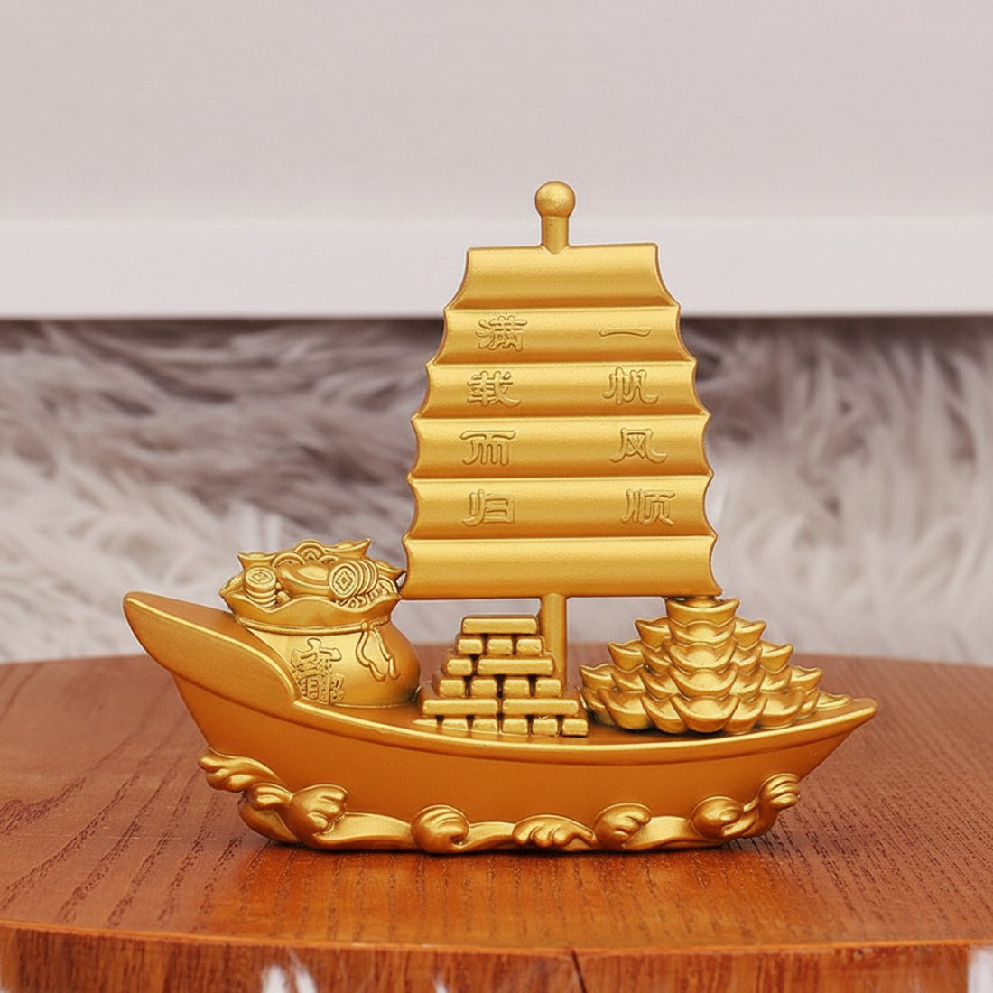 corabie bogatiei din alama - obiect feng shui aducator de prosperitate