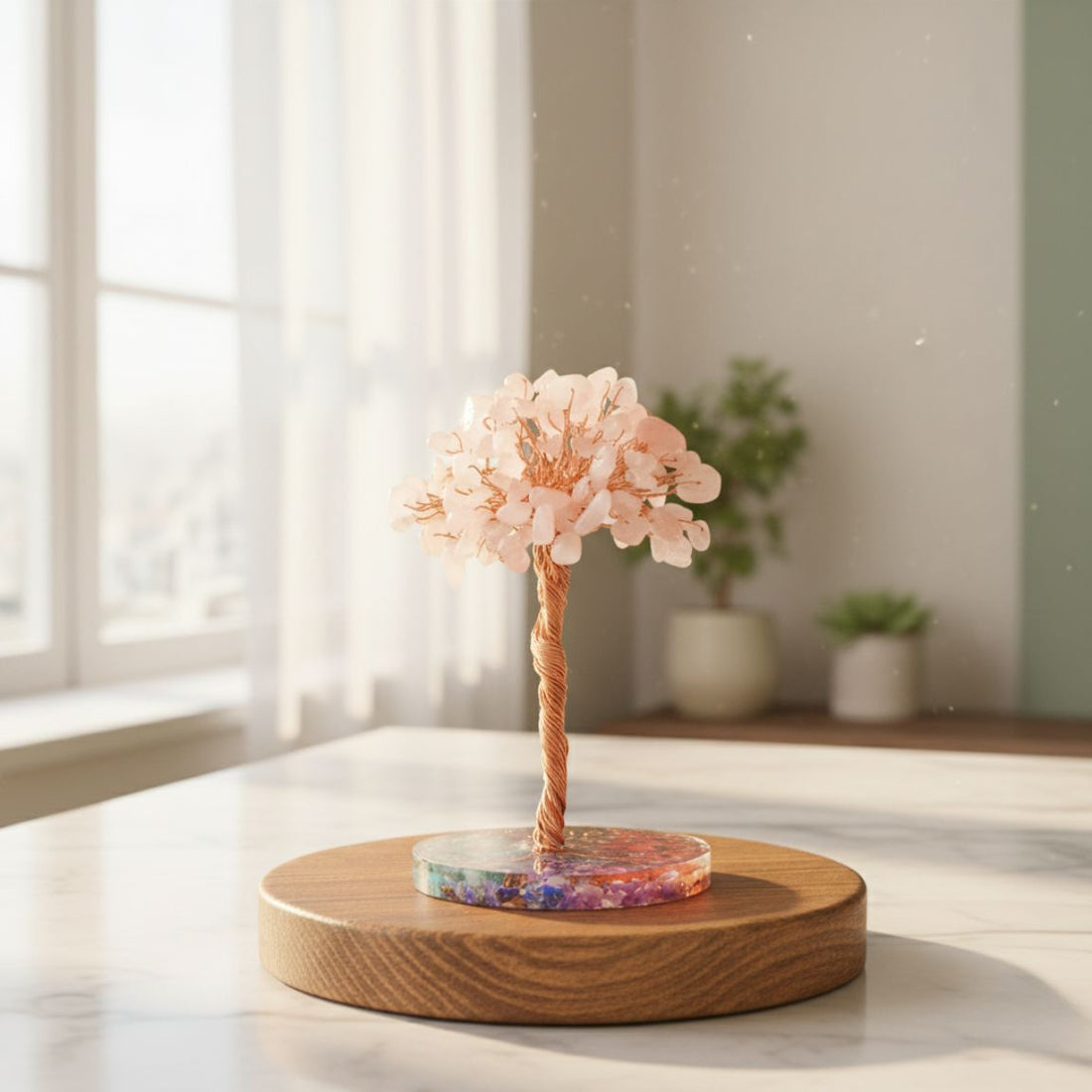 copacel cu cristale de cuart roz