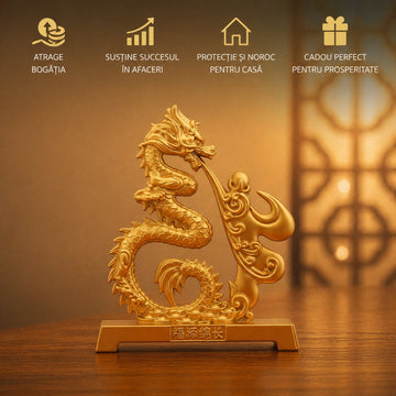 Statueta Dragon Auriu Feng Shui – Simbolul Suprem al Autorității, Curajului și Norocului Nesfârșit in 2026
