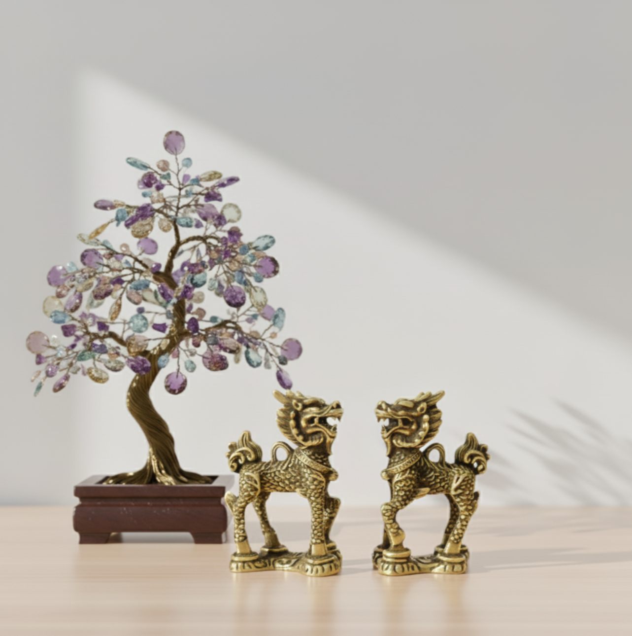 Chi Lin, creaturi mitice din tradiția Feng Shui, combină forța dragonului cu noblețea calului. 