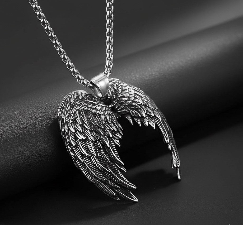 Colier "Gardianul Inaripat", Barbati,  din Otel Inoxidabil
