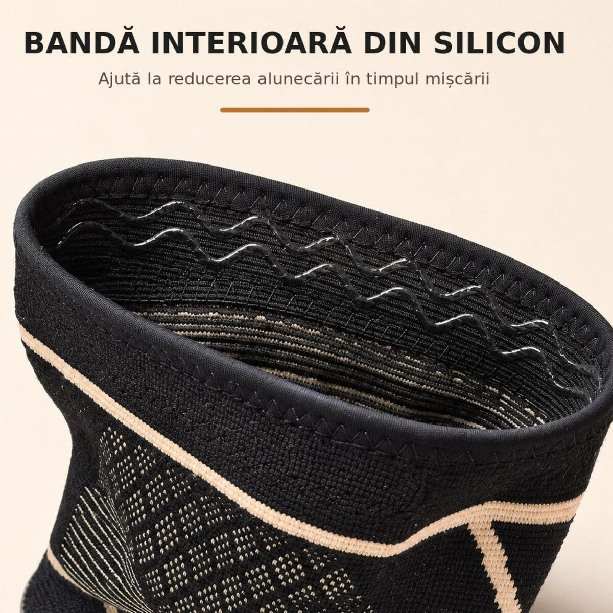 Bandă interioară din silicon care ajută la reducerea alunecării