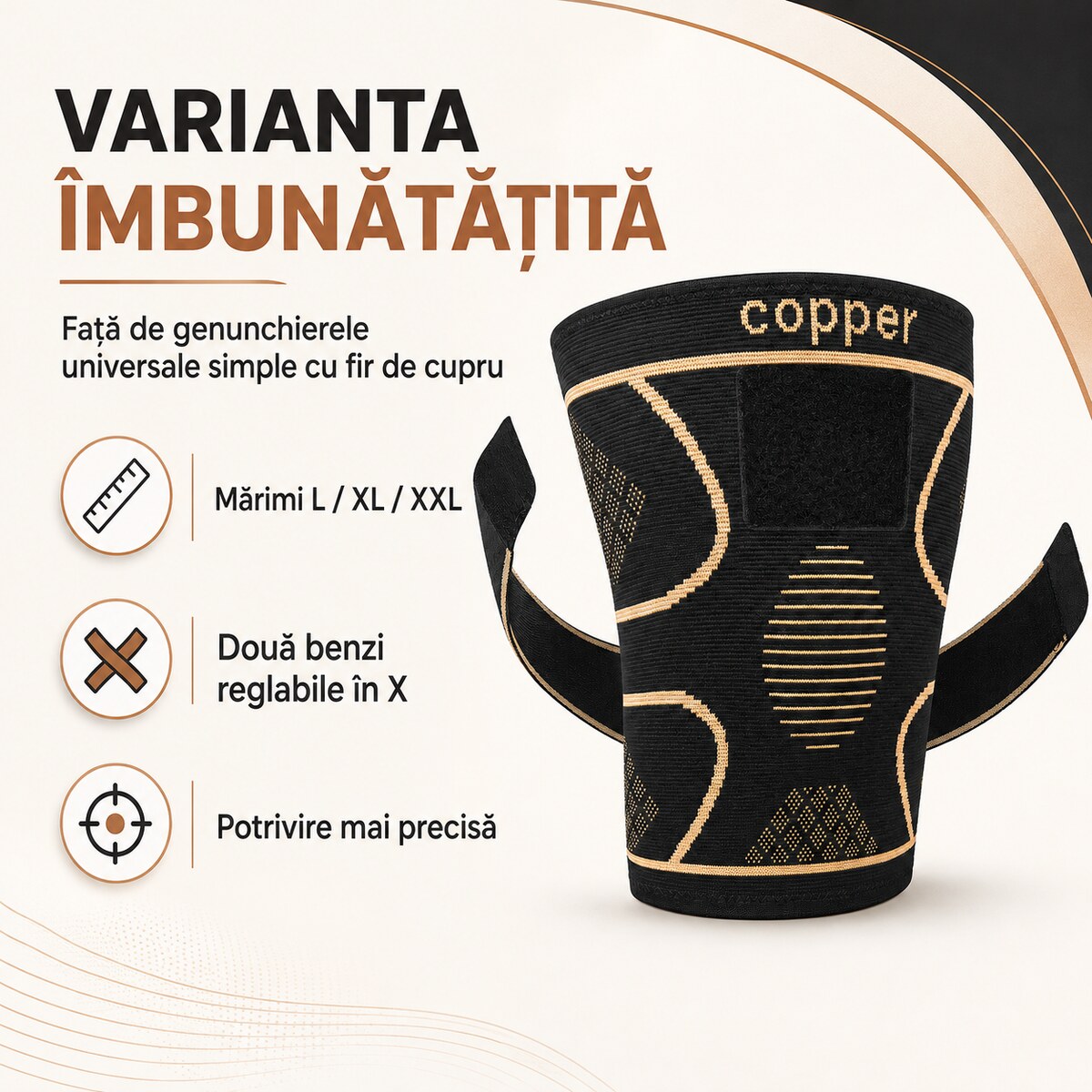 Avantajele genunchierei cu fir de cupru pe mărimi L, XL și XXL