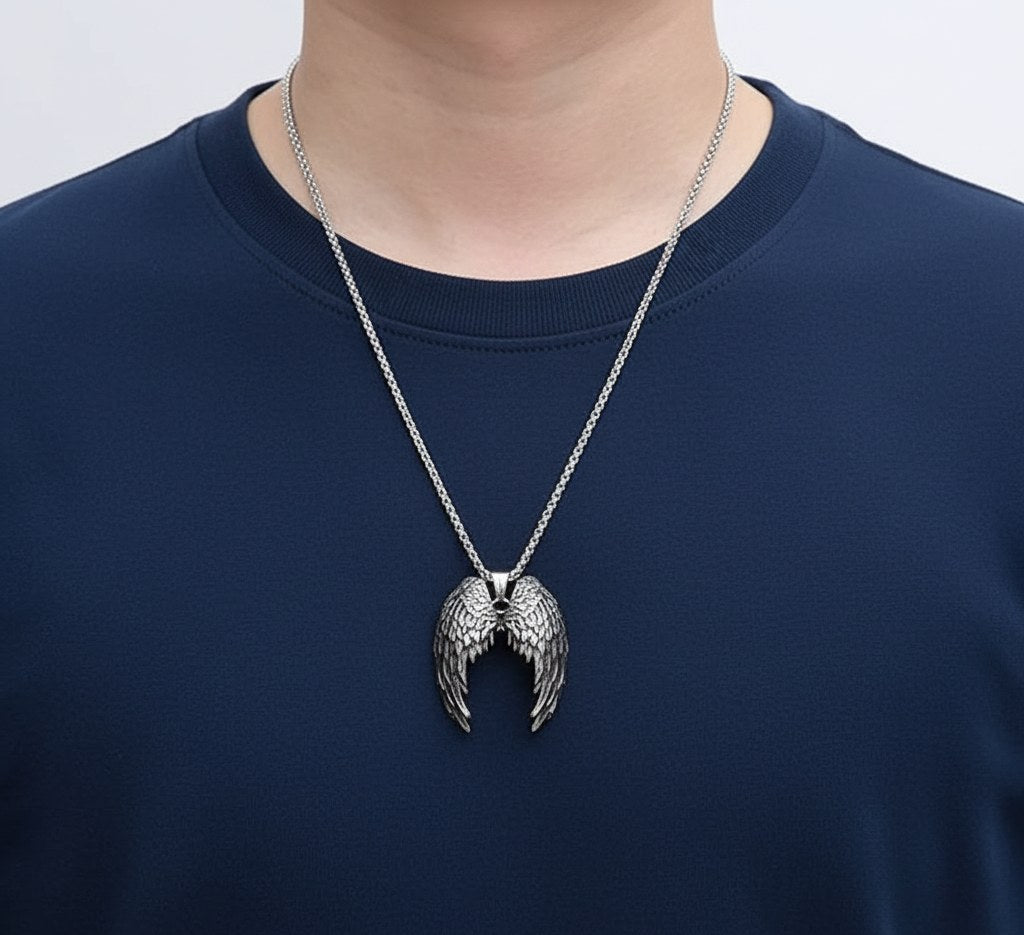 Colier "Gardianul Inaripat", Barbati,  din Otel Inoxidabil