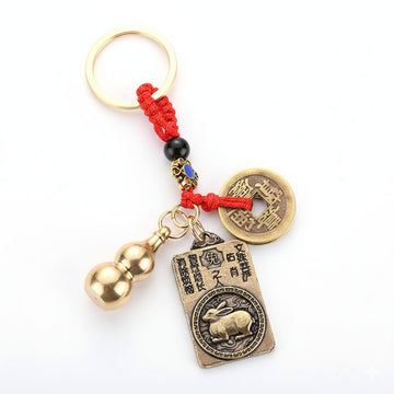 Amuleta Zodia Iepure 2026,  cu Wu Lou si Monede Chinezesti