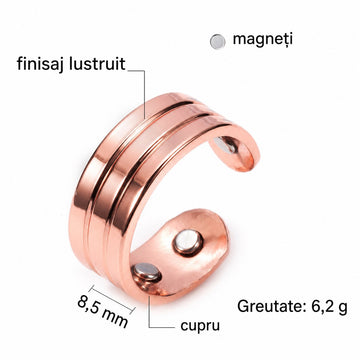 Inel cupru retro cu 4 magneti