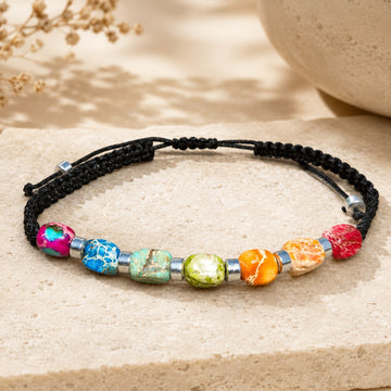 Brățară Reglabilă 7 Chakre cu Jasp Imperial , Mărgele 6 mm, Talisman pentru Echilibru și Energie Pozitivă