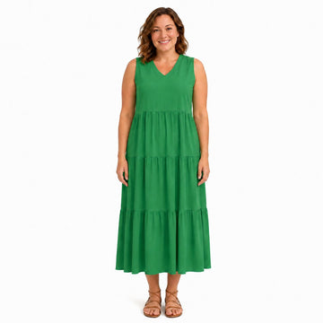 Rochie casual dama "Olivia", stil Boho, 100% Vascoza, Verde Smarald