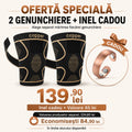 Pachet Duo cu două genunchiere din fibre de cupru și inel din cupru cadou