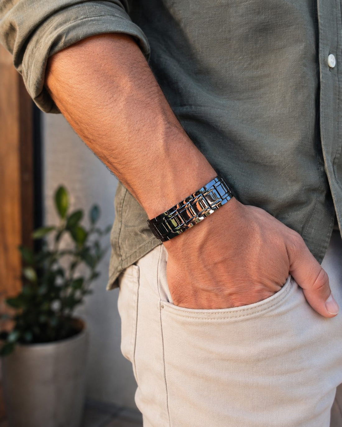 Brățară Bărbați din Cupru „Terra Magnetic Black” – 51 Magneți