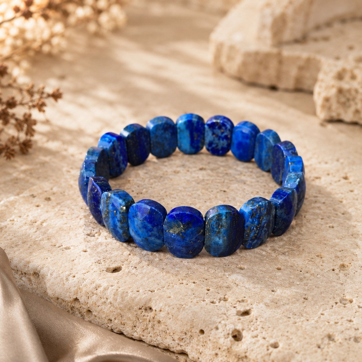 Brățara lata dama cu pietre naturale din lapis lazuli