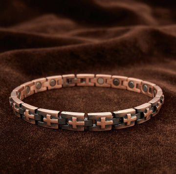 Brățară din Cupru "Scutul Credinței" cu Magneți Terapeutici, Damă, Talisman de Protecție Spirituală cu Simbolul Crucii, Stil Vintage, Reglabilă