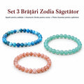 Set 3 brățări Zodia Săgetător – Apatit, Aventurin Verde și Piatra Soarelui