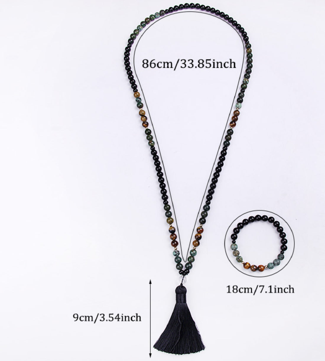 Set Colier Mala si Bratara din Onix, Turcoaz African si Ochi de Tigru