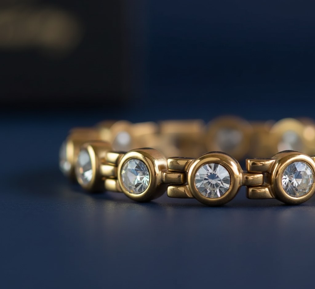 Brățară Magnetică SlimFit White Damă cu Neodim, Infraroșu, Germaniu & Ioni Negativi - Bijuterie Terapeutica pentru Femei