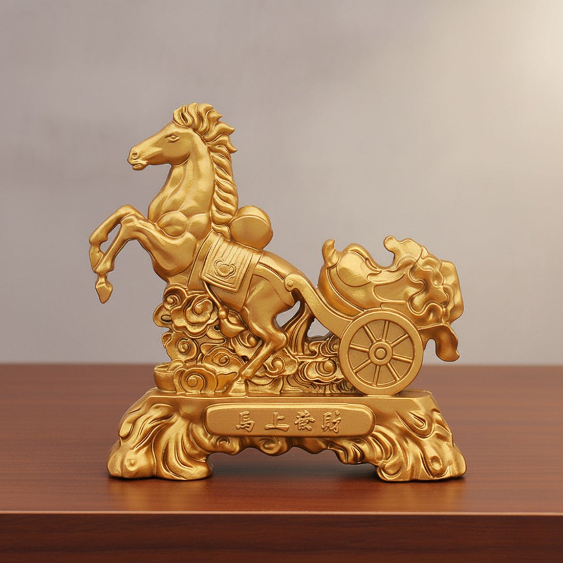 statueta feng shui cal cu trasura bogatiei
