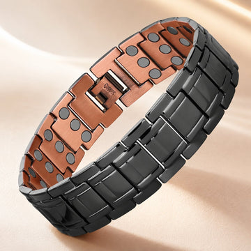 Brățară bărbați din cupru Terra Magnetic Black cu 51 de magneți